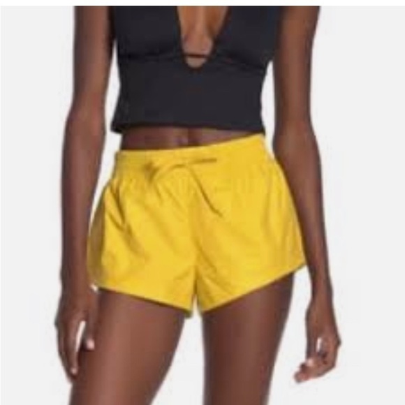 FREE people gold elastic waist reflection pull on athletic shorts size large - Picture 1 of 9
